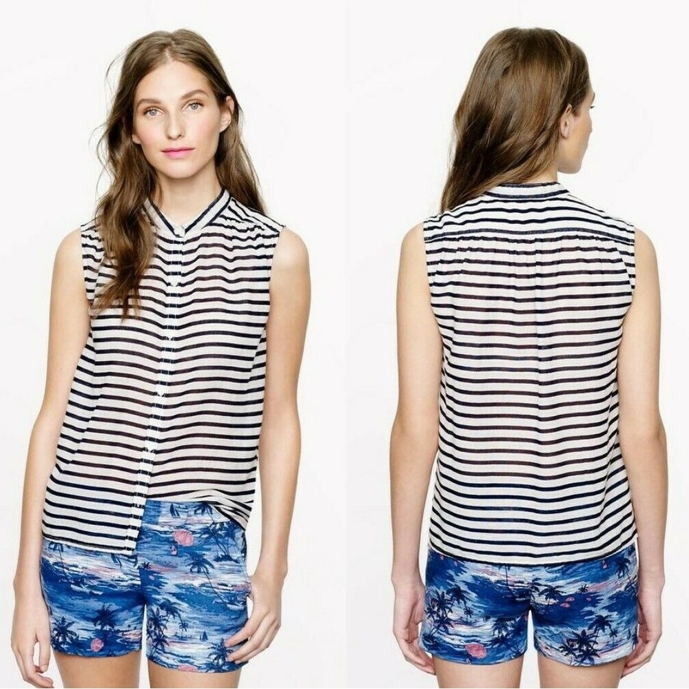 JCrew sleeveless striped blouse- size 12 Black & White 
Nautical Resort Summer